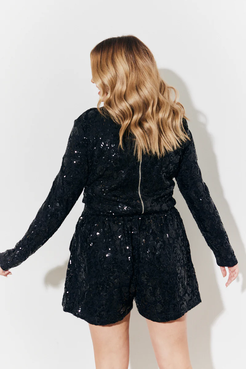 Sequin Lace Curve Hem Top - Image 8