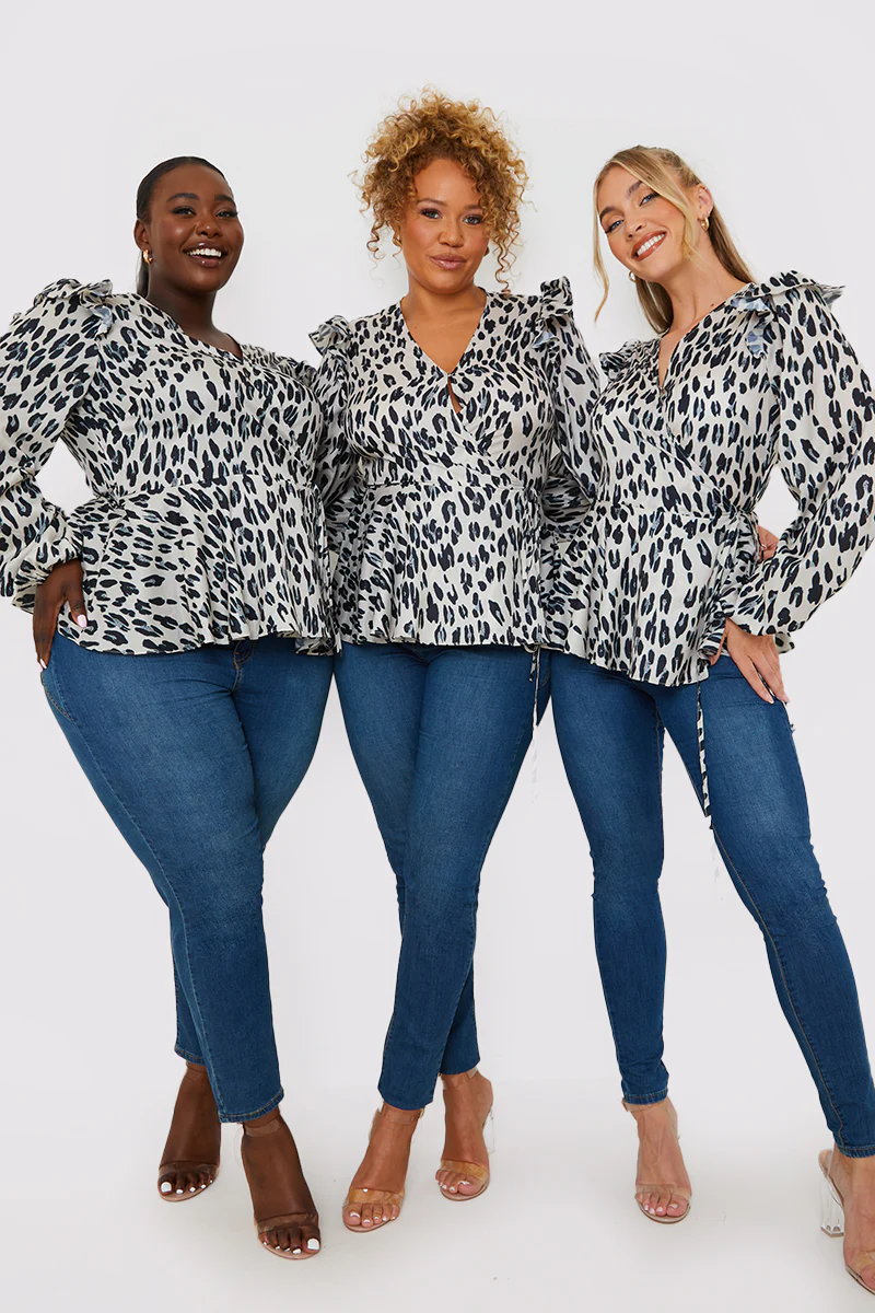 Leopard Print Wrap Blouse - Image 11