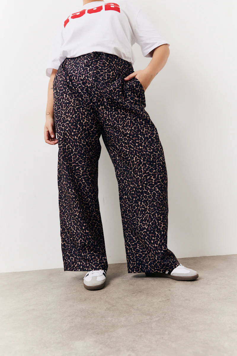 Brown Leopard Print Trousers - Image 2