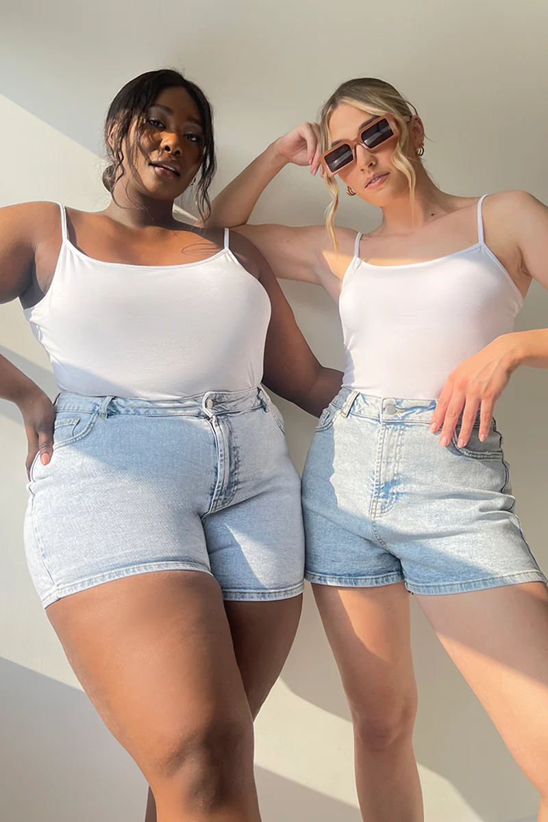 Light Wash Denim High Waist Shorts - Image 8