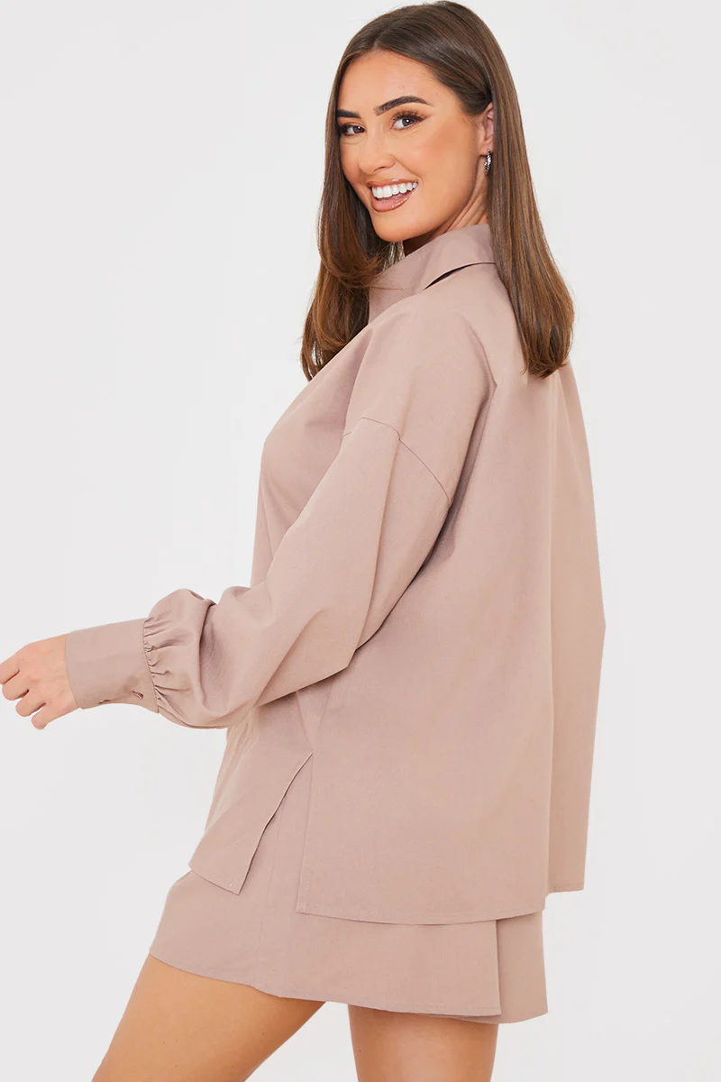Linen Look Long Sleeve Co-Ord Shirt - Image 4
