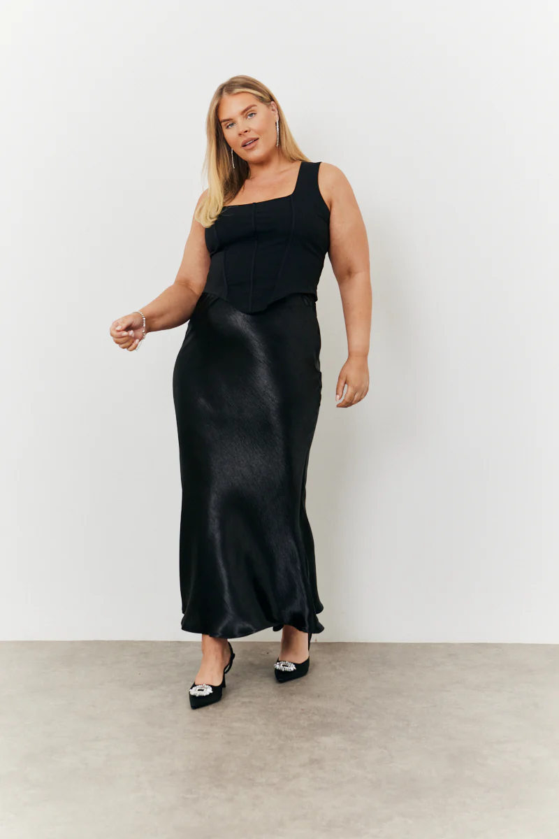 Liquid Satin Bias Cut Maxi Skirt - Image 5