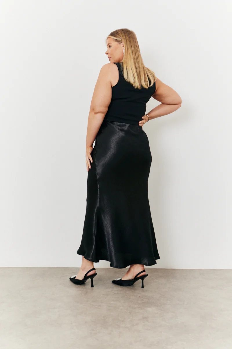 Liquid Satin Bias Cut Maxi Skirt - Image 7