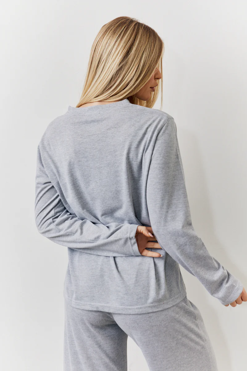 Long Sleeve Top and Trouser Slogan PJ Set - Image 6