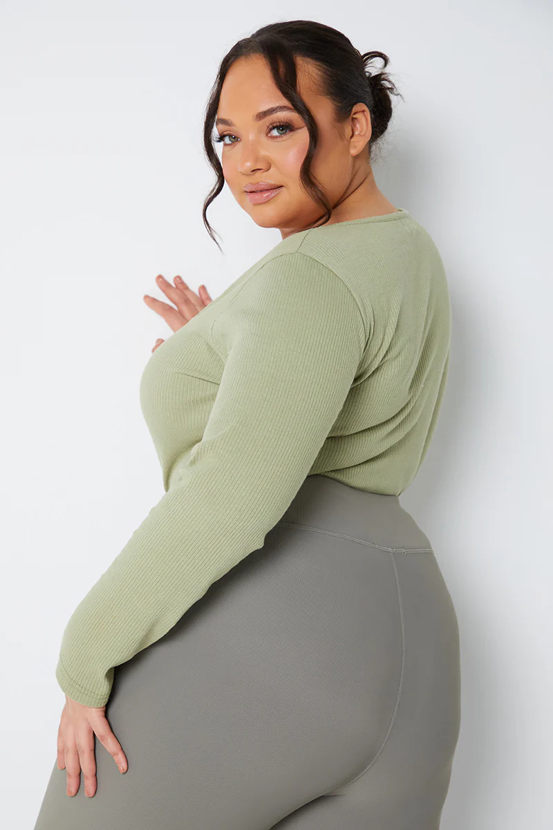 Long Sleeved Ribbed Square Neck Bodysuit - Image 15