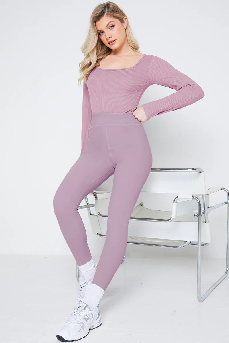 Long Sleeved Ribbed Square Neck Bodysuit - Image 23