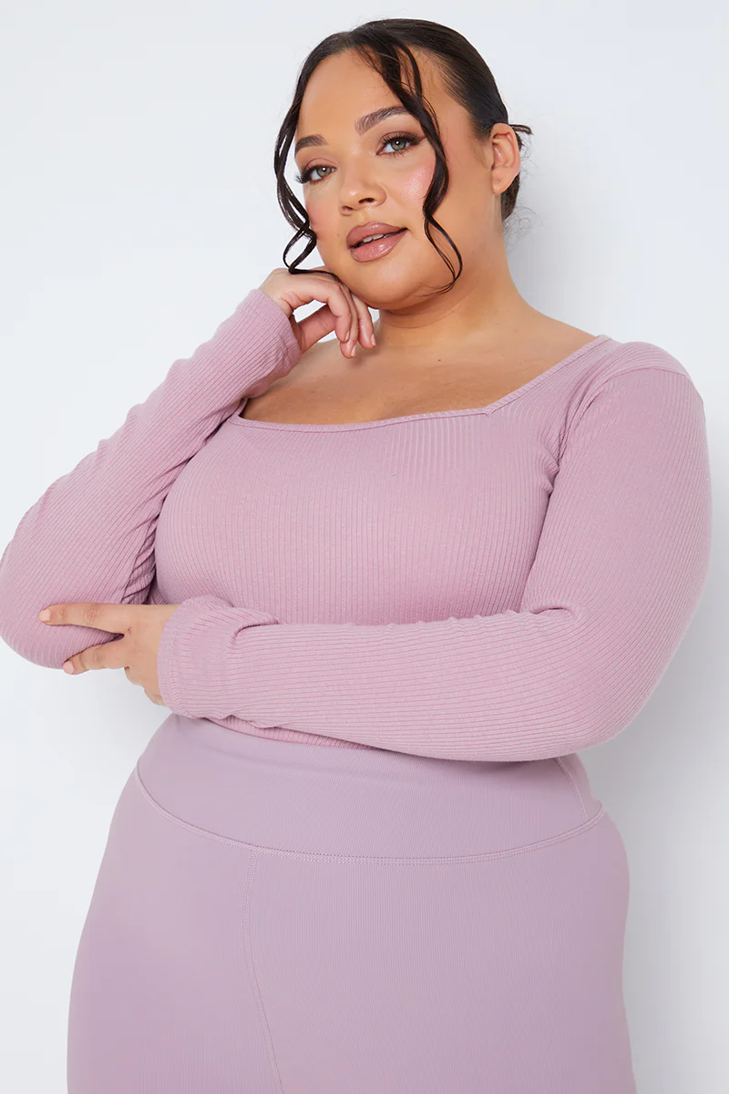 Long Sleeved Ribbed Square Neck Bodysuit - Image 26