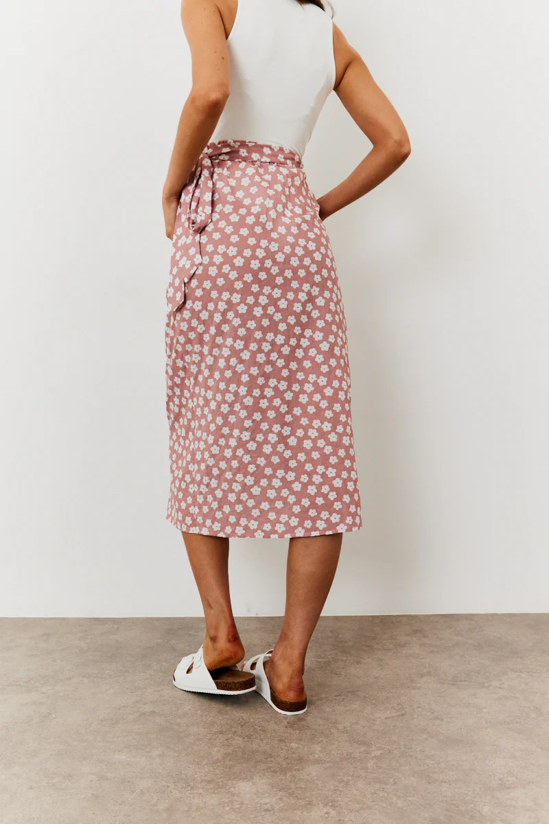 Maternity Floral Print Wrap Front Midi Skirt - Image 3
