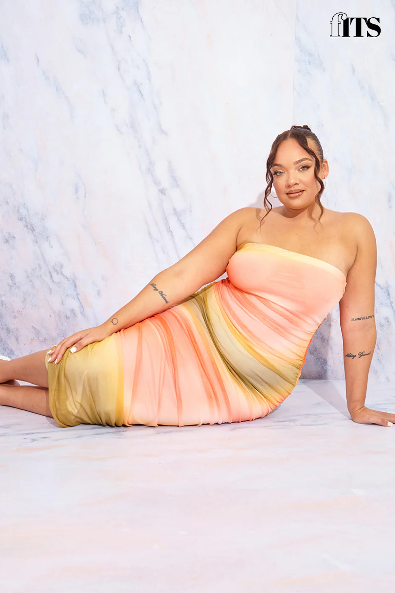 Ombre Mesh Bandeau Midi Dress - Image 42