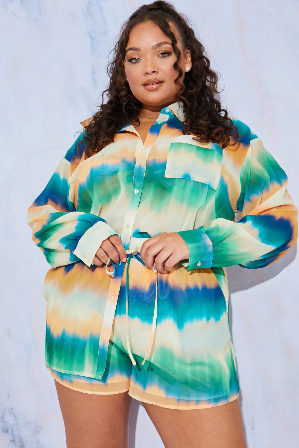 Ombre Print Chiffon Shorts - Image 5