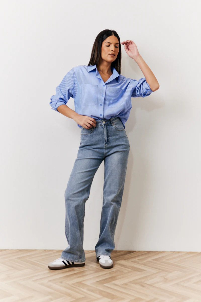 Oversized Striped Poplin Shirt - Image 2