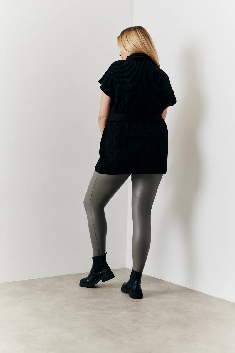 Perfect Sculpting High Waisted Leather Look Leggings - Image 4