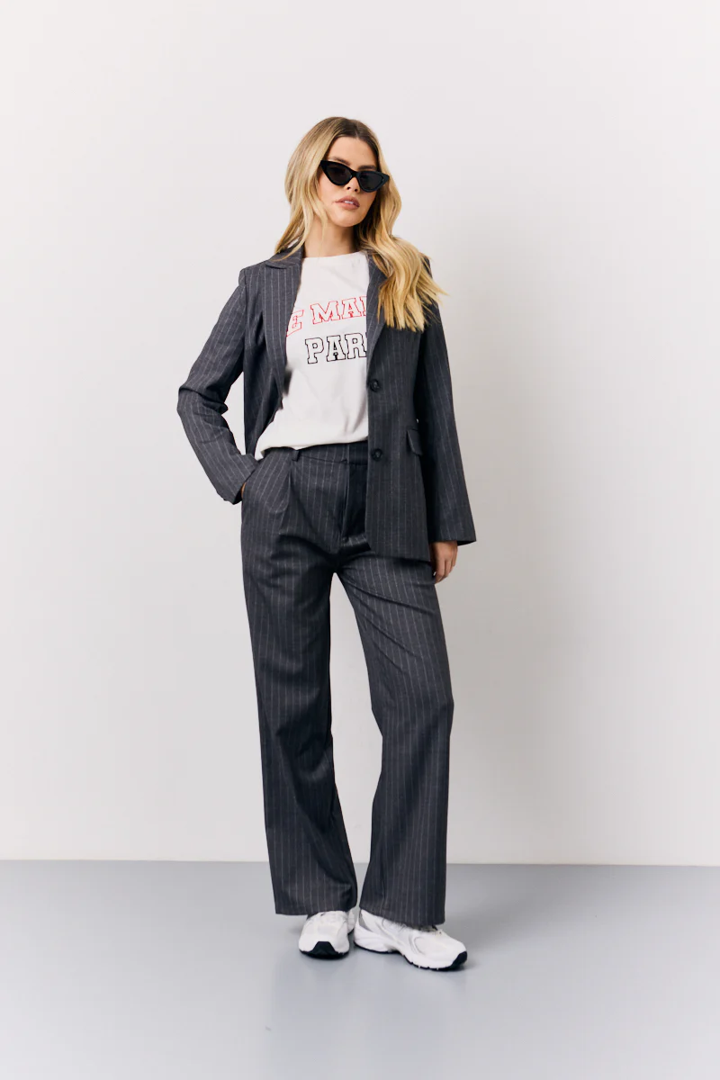 Grey Pinstripe Tailored Blazer - Image 2