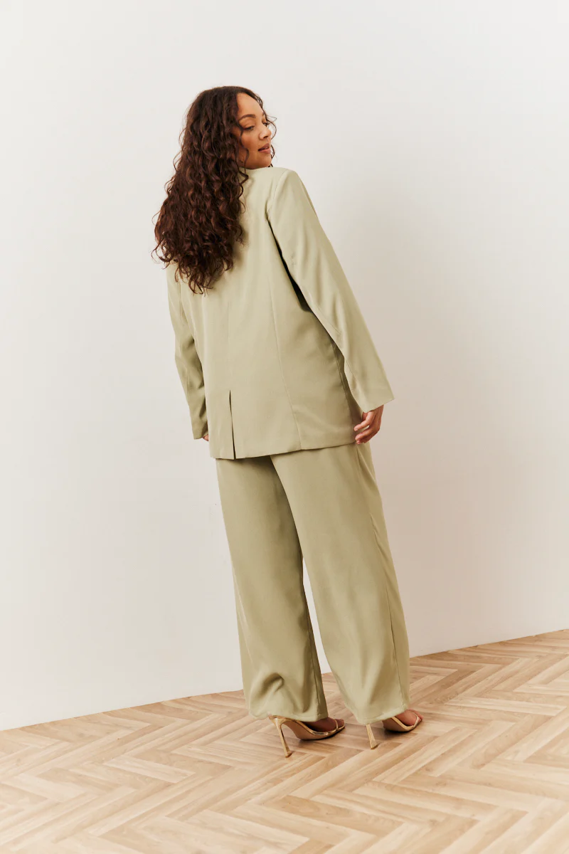Sage Pleated Wide Leg Trouser - Image 3