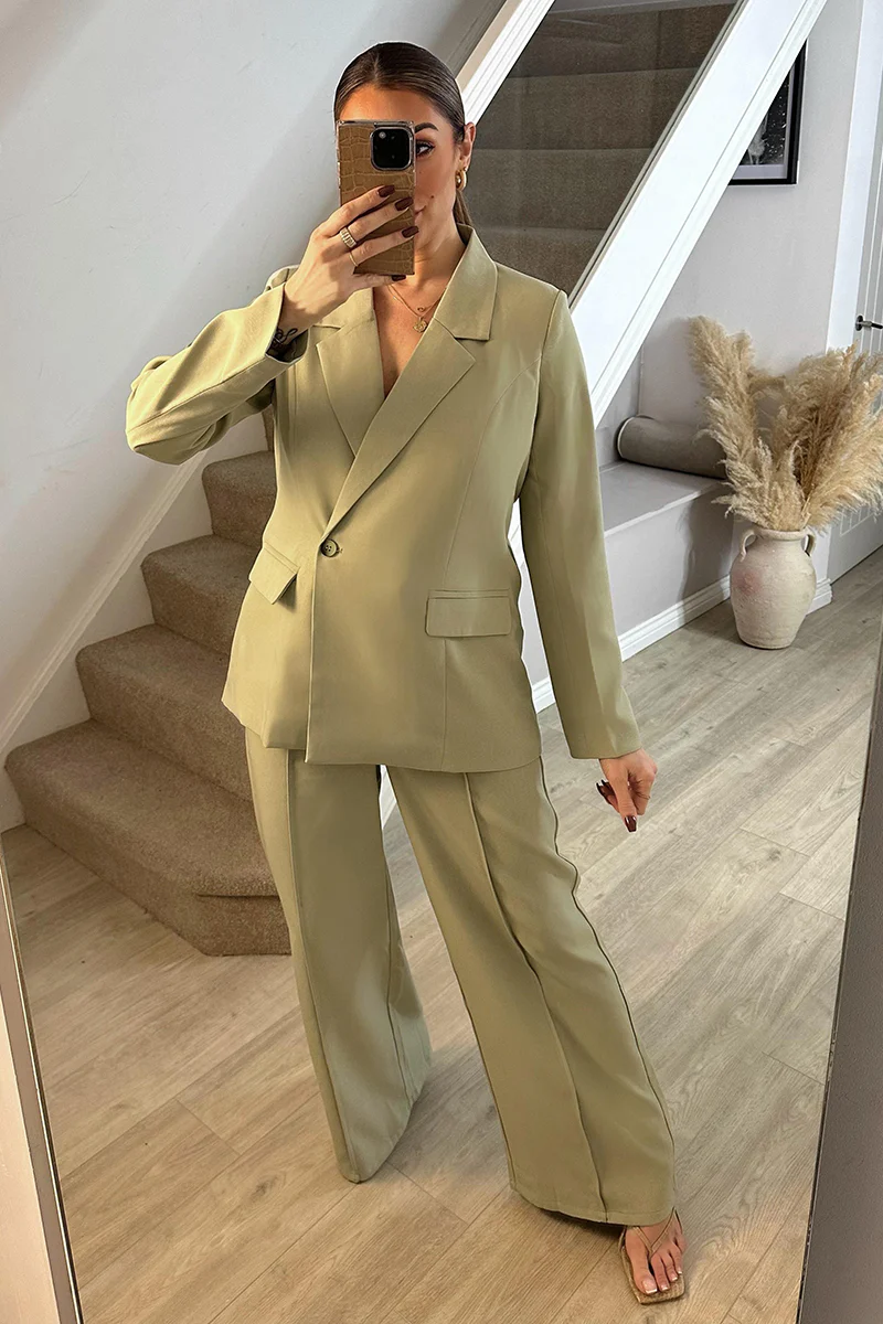 Sage Pleated Wide Leg Trouser - Image 5