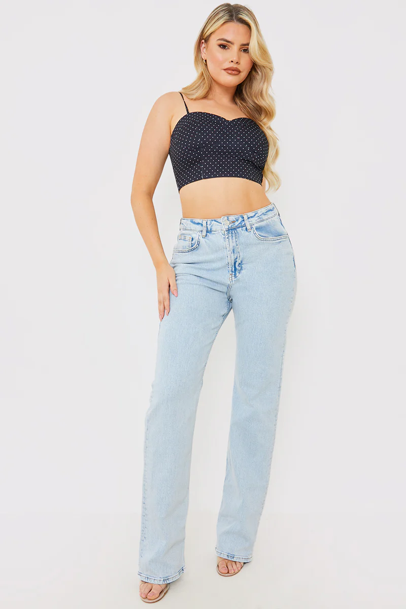 Polka Dot Print Cupped Crop Top - Image 2