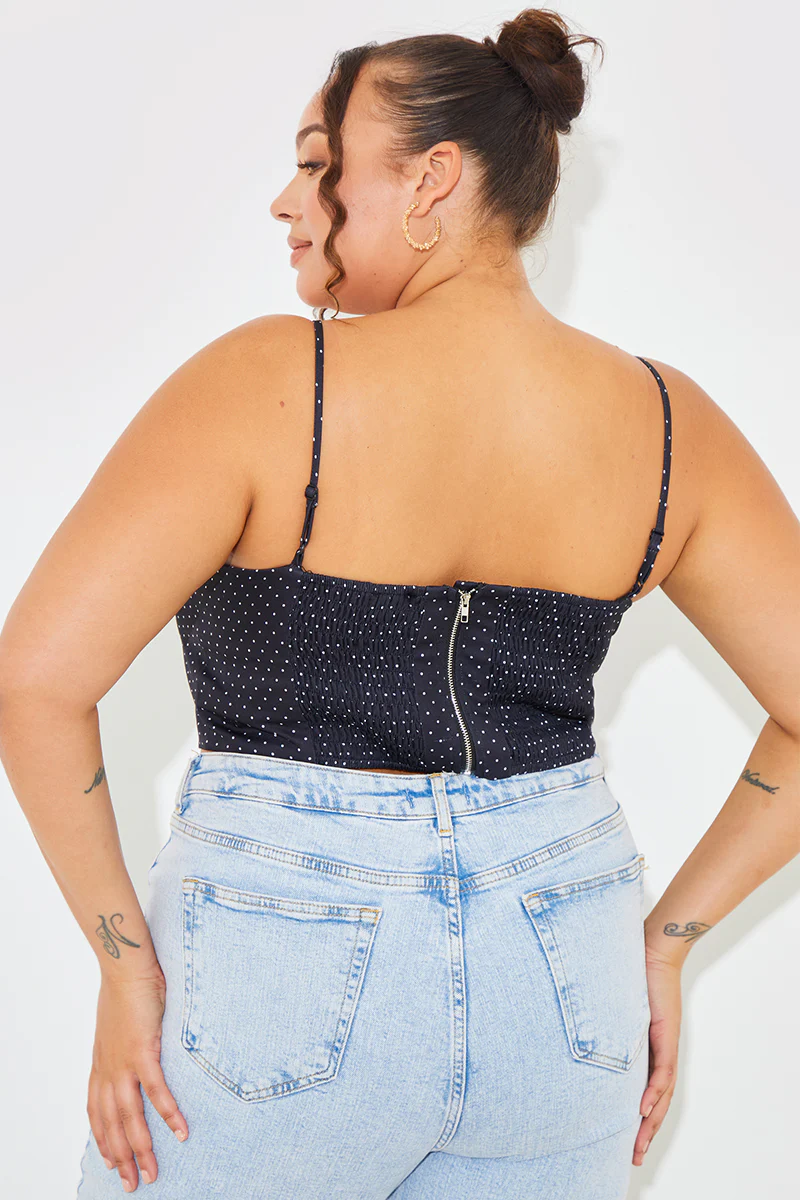 Polka Dot Print Cupped Crop Top - Image 6