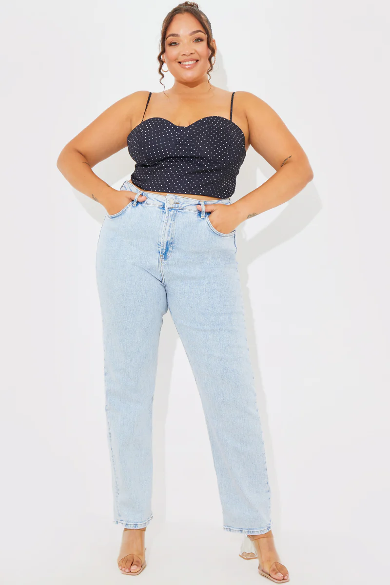 Polka Dot Print Cupped Crop Top - Image 7
