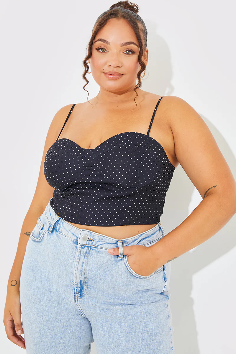 Polka Dot Print Cupped Crop Top - Image 8