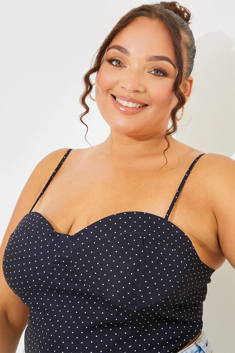 Polka Dot Print Cupped Crop Top - Image 9