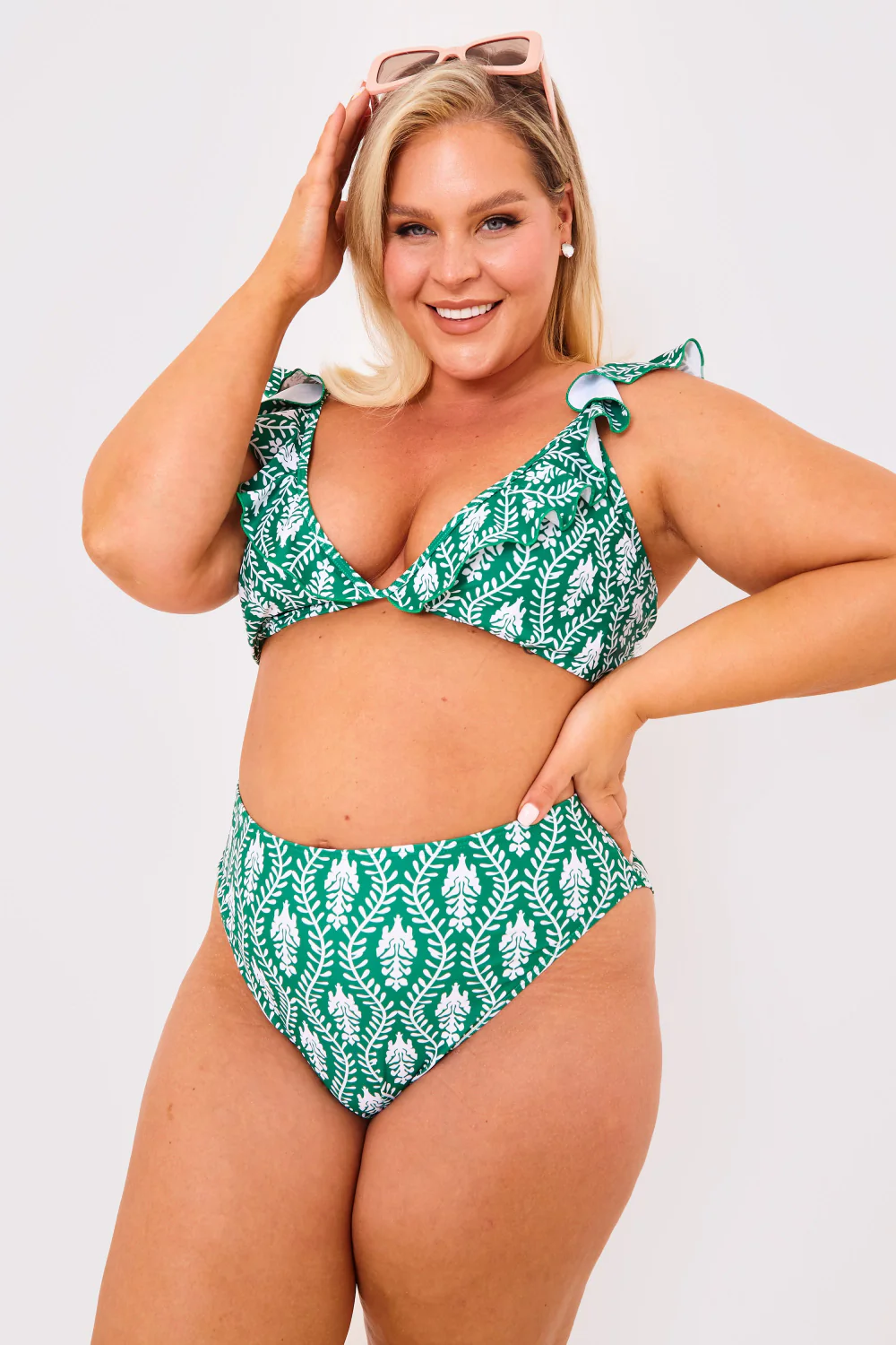 Printed High Waist High Leg Bikini Bottoms - Image 11