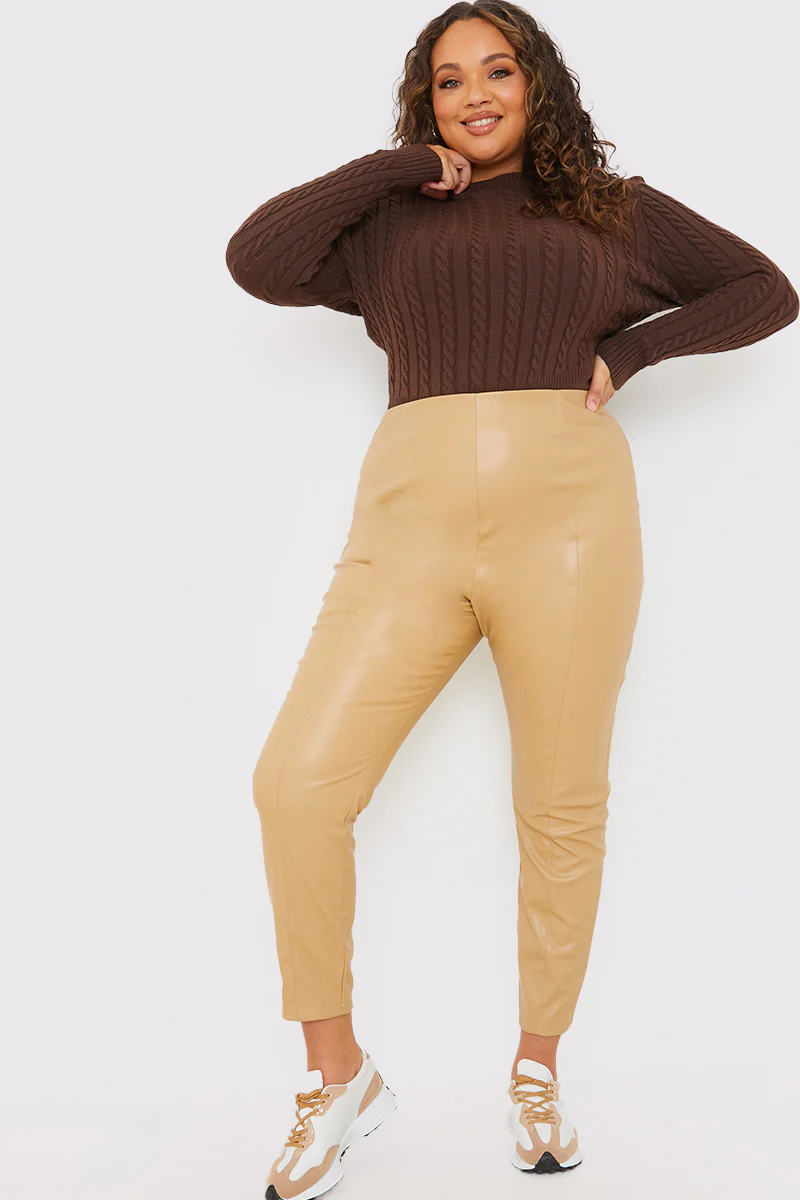 Leather Look Leggings With Elasticated Waist - Image 4
