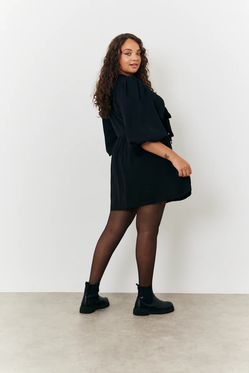 Puff Sleeve Bow Detail Mini Dress - Image 7
