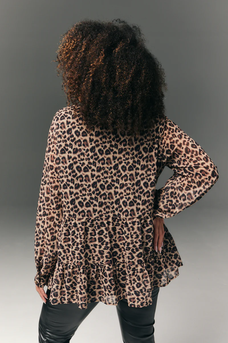 Pussybow Tiered Animal Print Blouse - Image 3