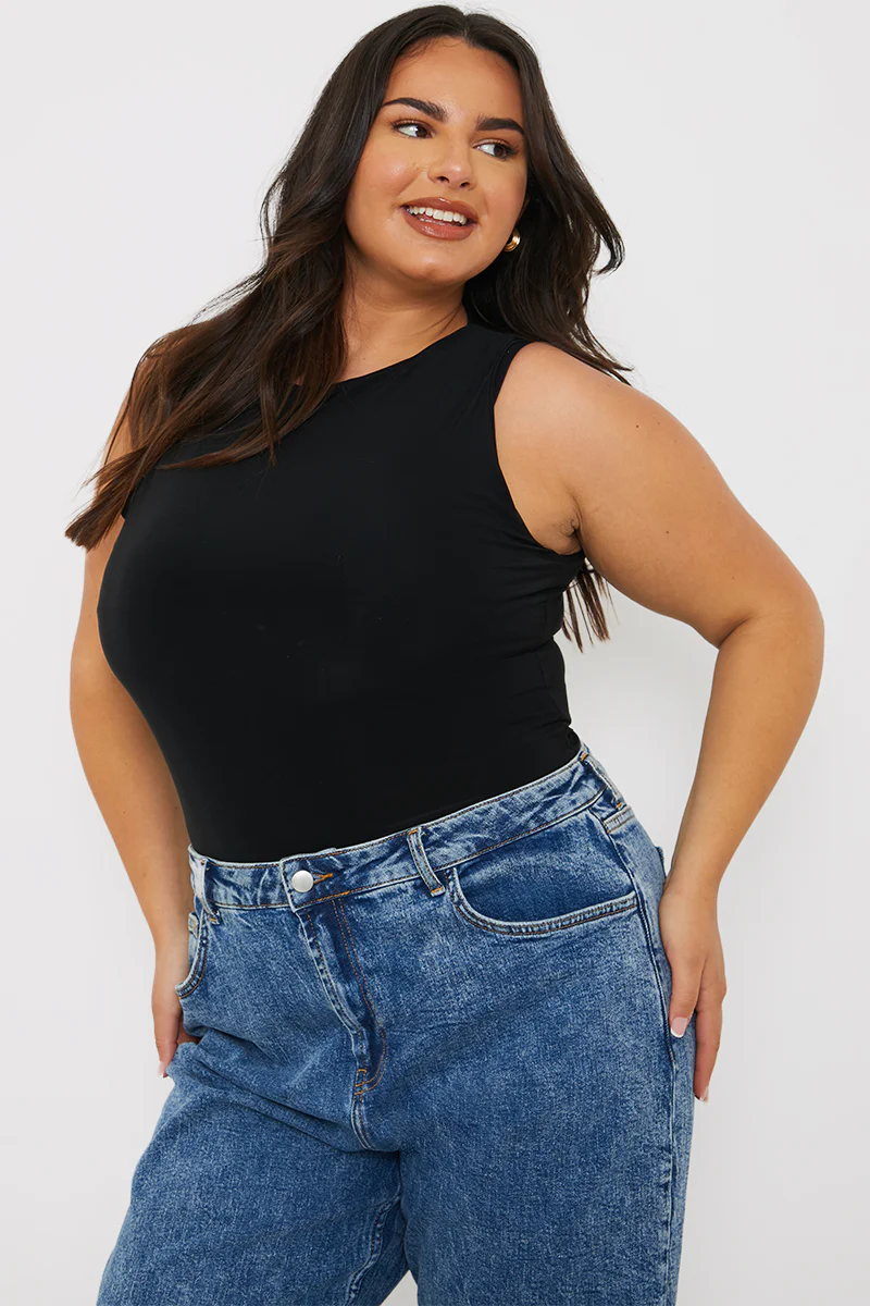 Racer Neck Double Layer Slinky Bodysuit - Image 14