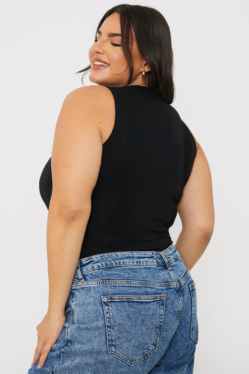 Racer Neck Double Layer Slinky Bodysuit - Image 17