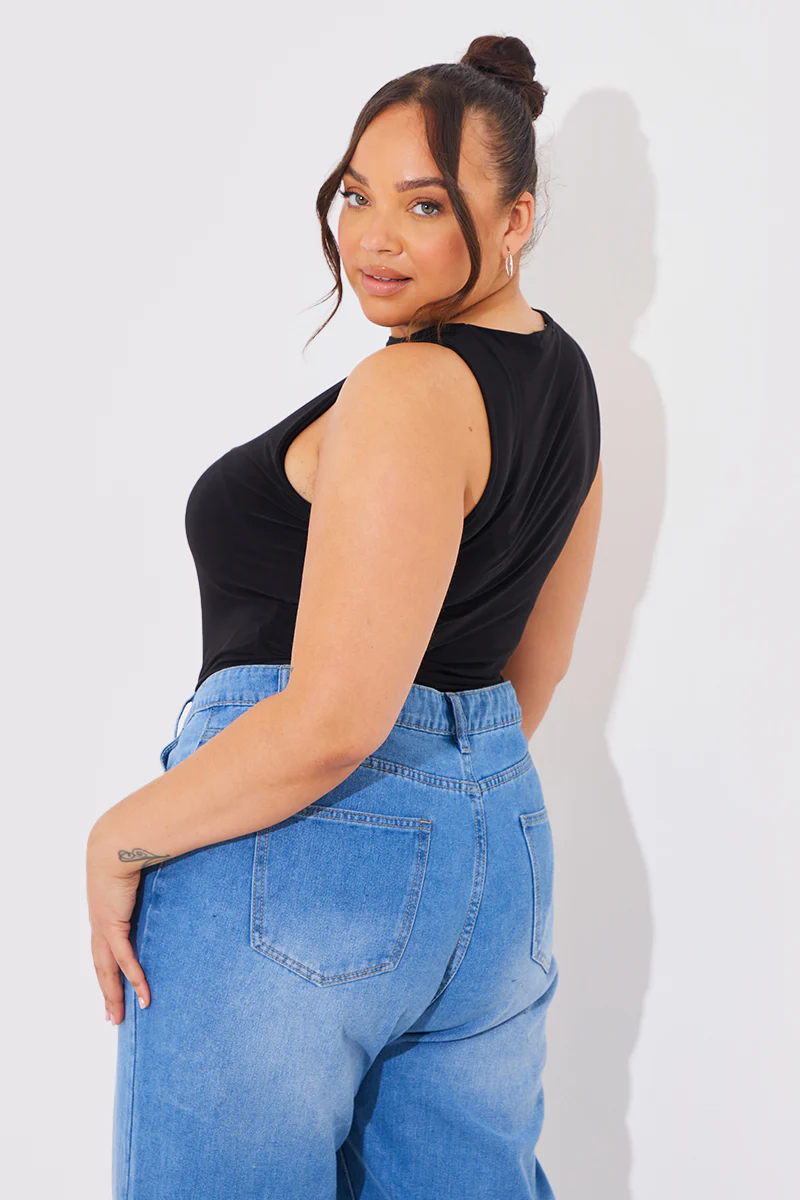 Racer Neck Double Layer Slinky Bodysuit - Image 21