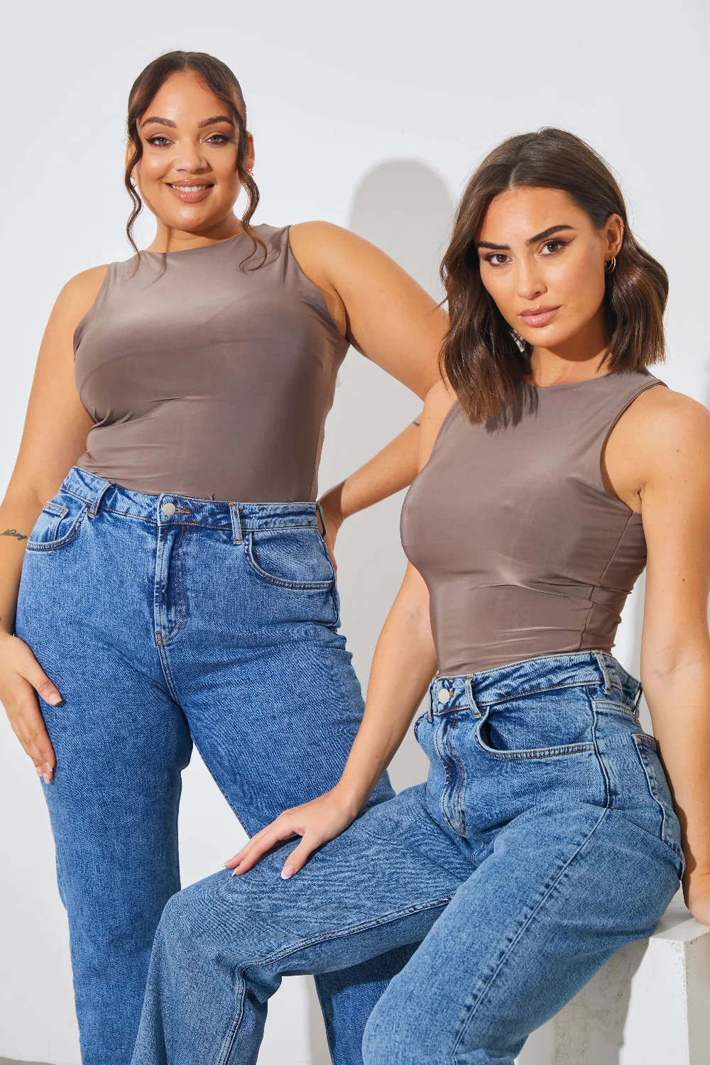 Racer Neck Double Layer Slinky Bodysuit - Image 23