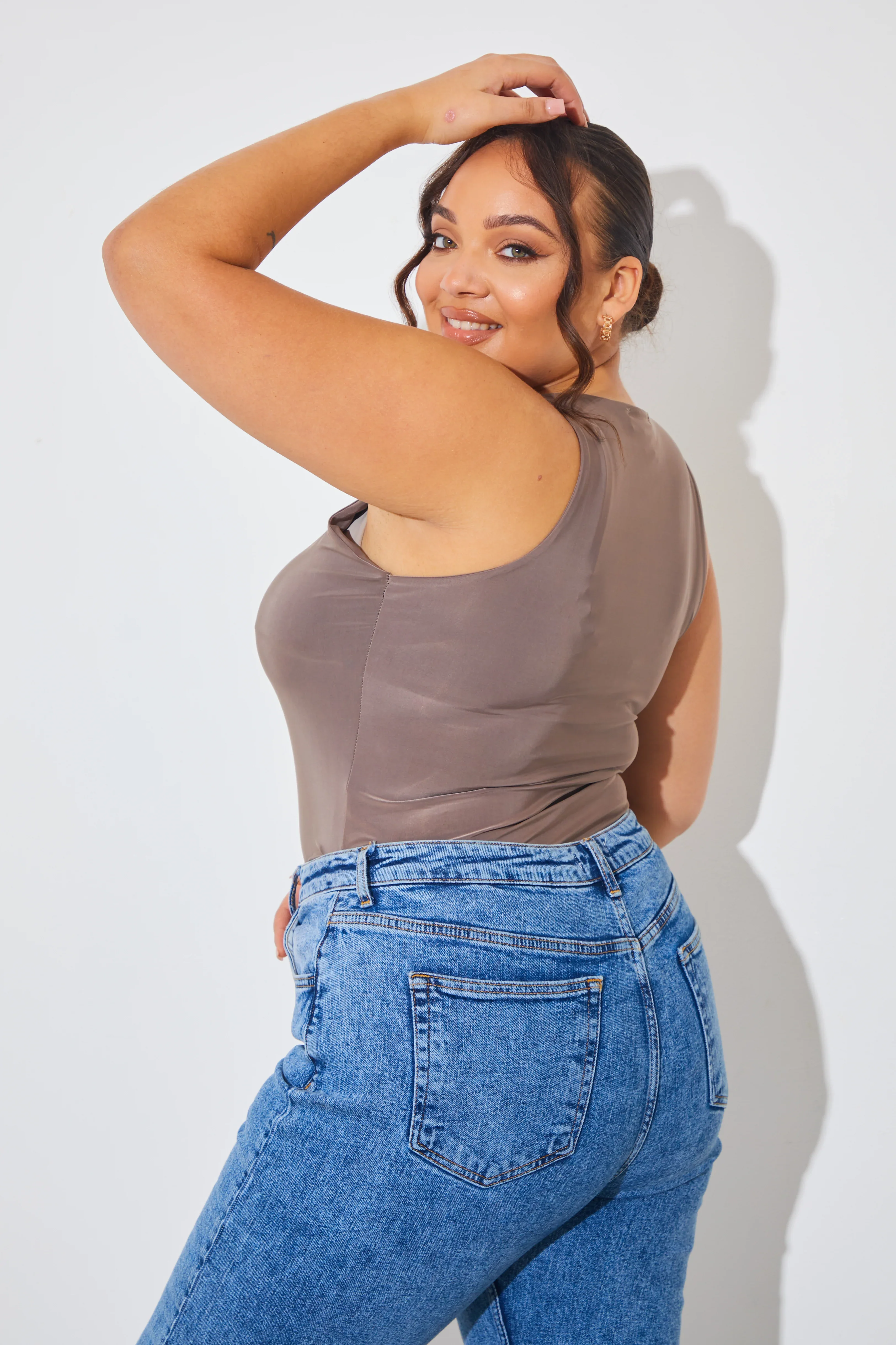 Racer Neck Double Layer Slinky Bodysuit - Image 29