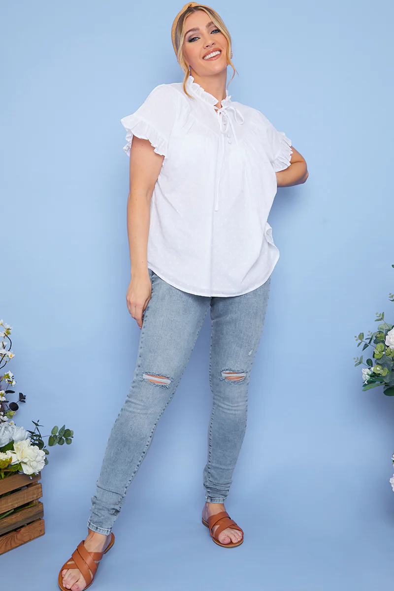 Recycled Light Wash Ripped Knee Denim Skinny Jeans - Image 2
