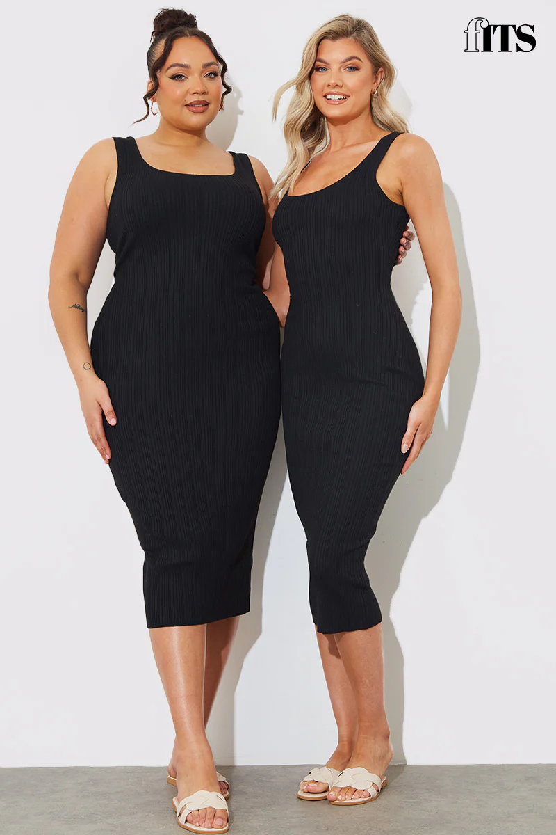 Recycled Ribbed Scoop Neck Midi Dress - Image 2