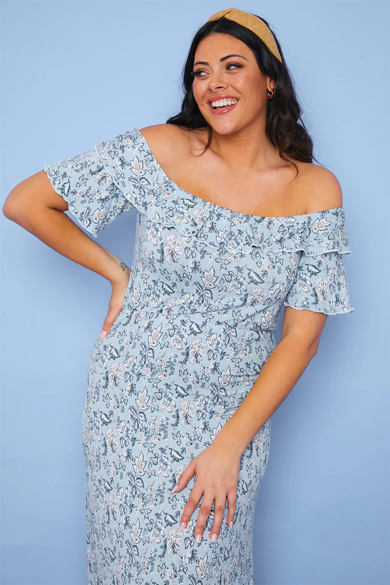 Responsible Viscose Paisley Bardot Midi Dress - Image 4