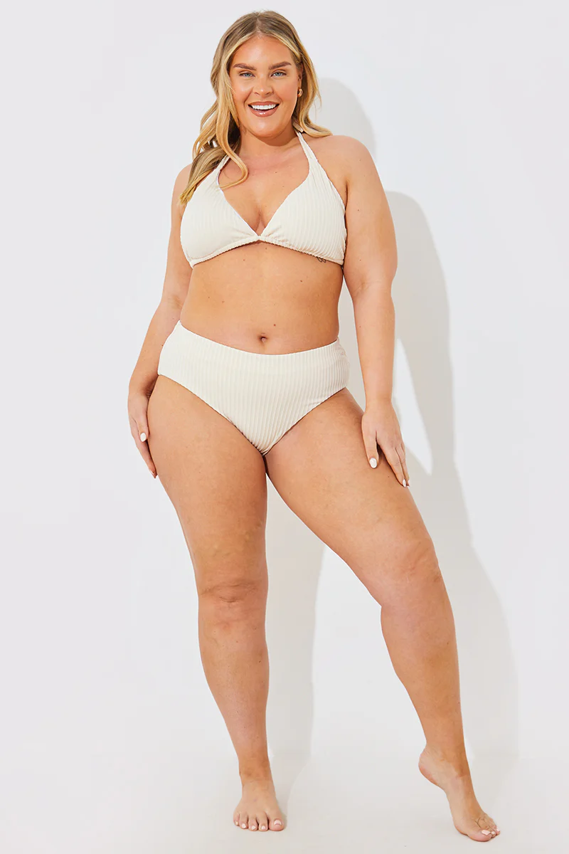 Rib Double Strap Detail Triangle Bikini Top - Image 6