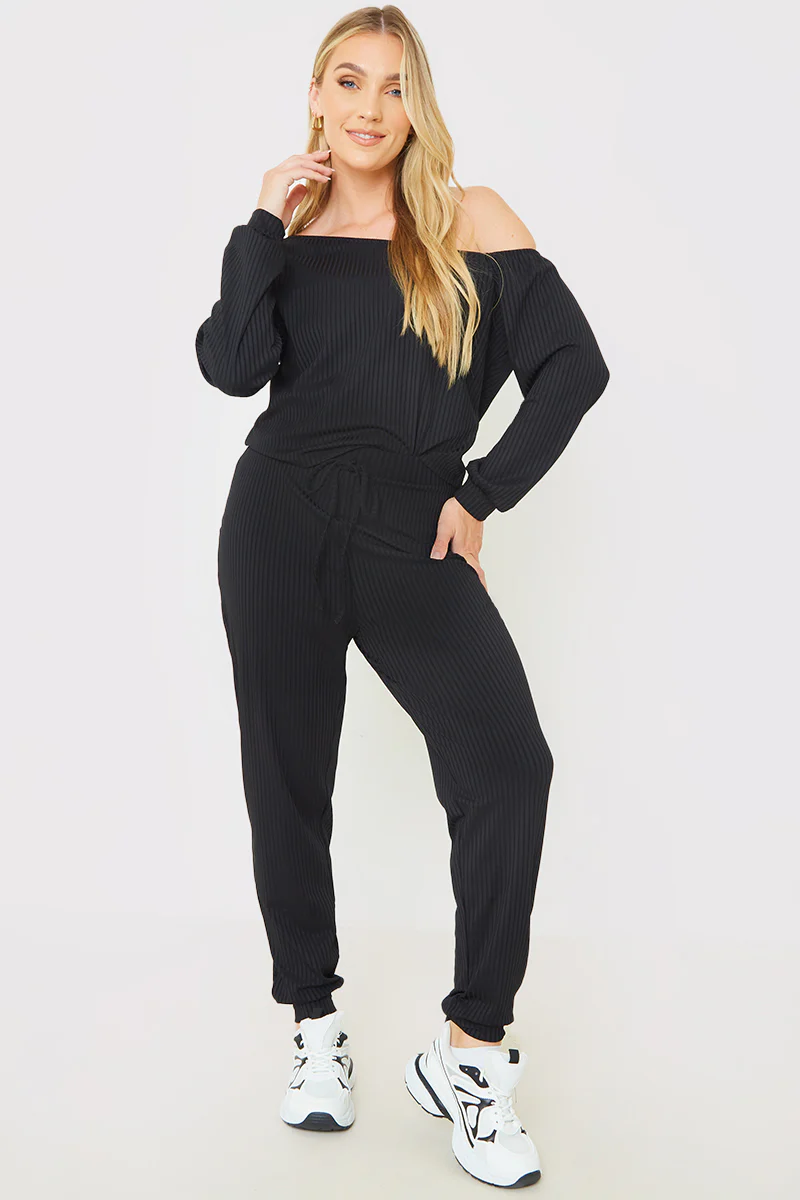Rib Lounge Off Shoulder Co-Ord Top - Image 3