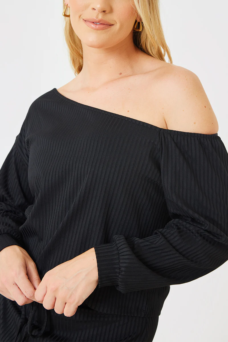 Rib Lounge Off Shoulder Co-Ord Top - Image 4