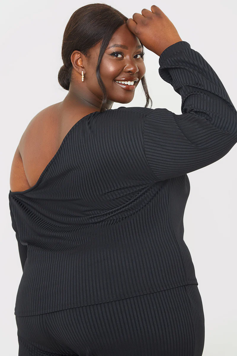 Rib Lounge Off Shoulder Co-Ord Top - Image 7