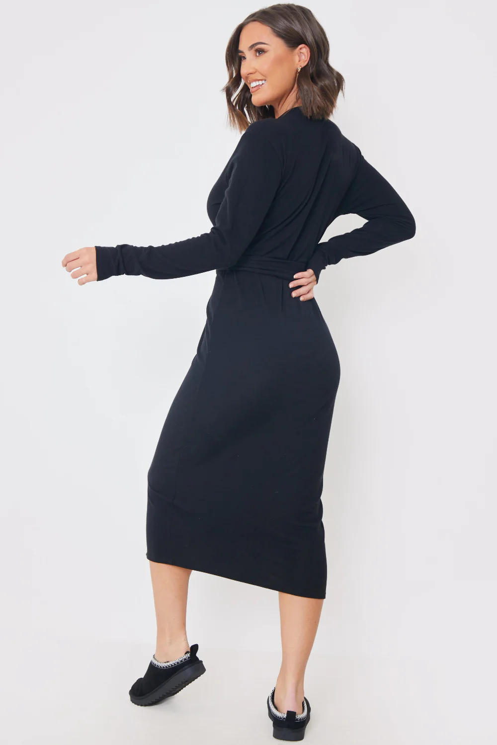 Ribbed Belted Midi Dress - Image 3