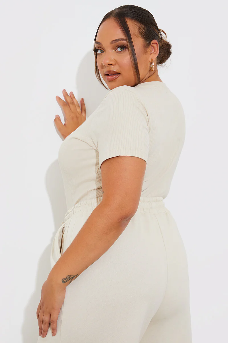 Ribbed Crew Neck Short Sleeve Bodysuit - Image 45