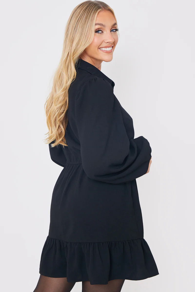 Ruffle Hem Mini Shirt Dress - Image 4