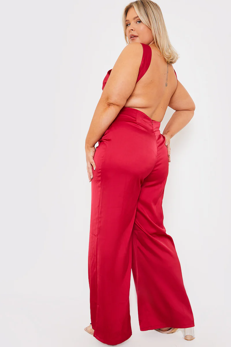 Satin Cut Out Detail Wide Leg Jumpsuit - Image 11