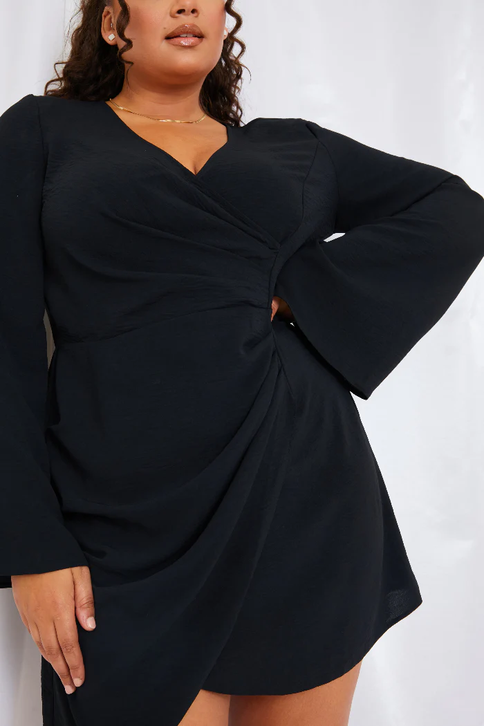 Satin Wrap Front Mini Dress - Image 7