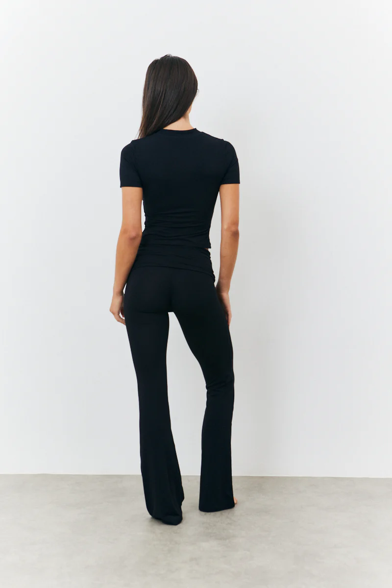 Sculpting Fold Over Waistband Flare Leg Trouser - Image 3