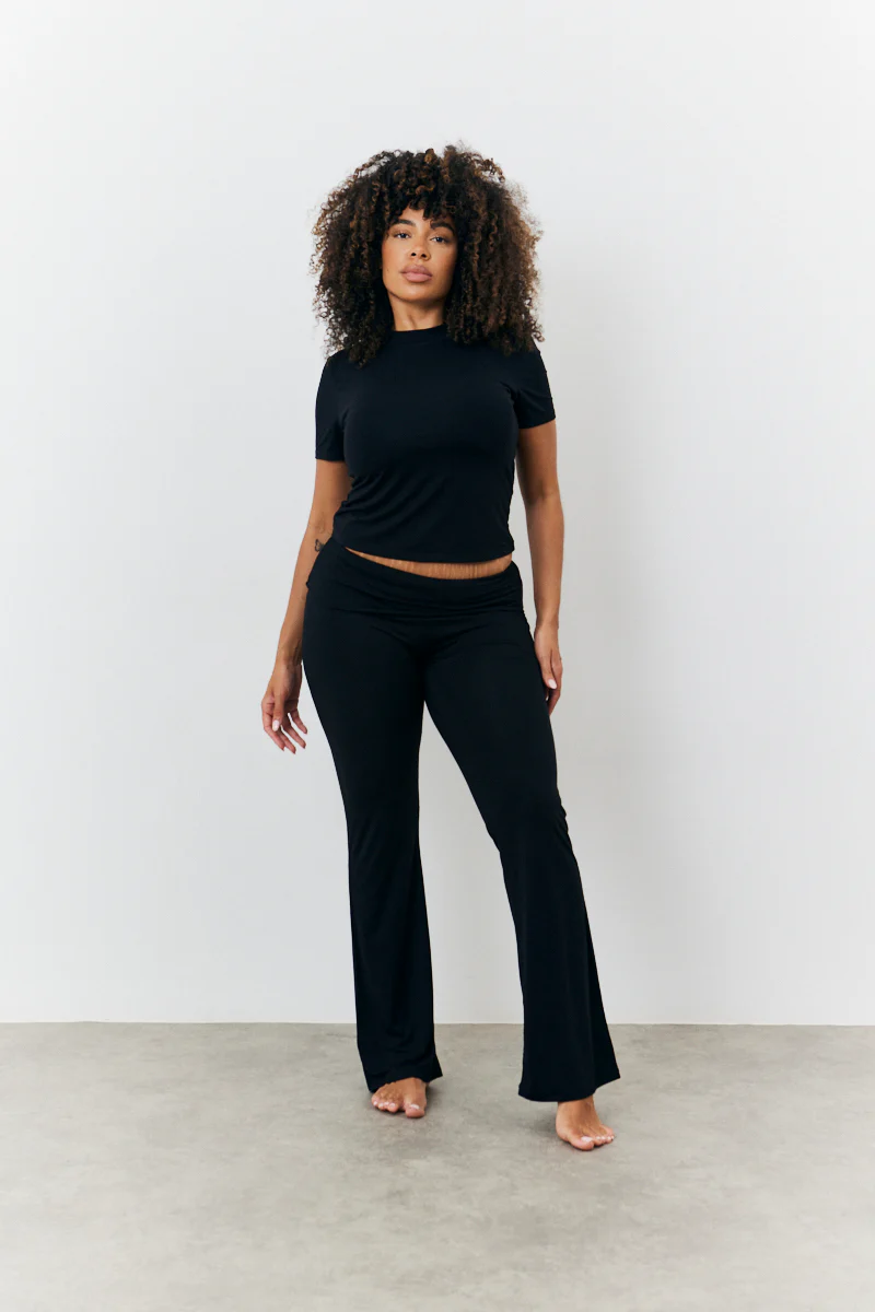 Sculpting Fold Over Waistband Flare Leg Trouser - Image 5