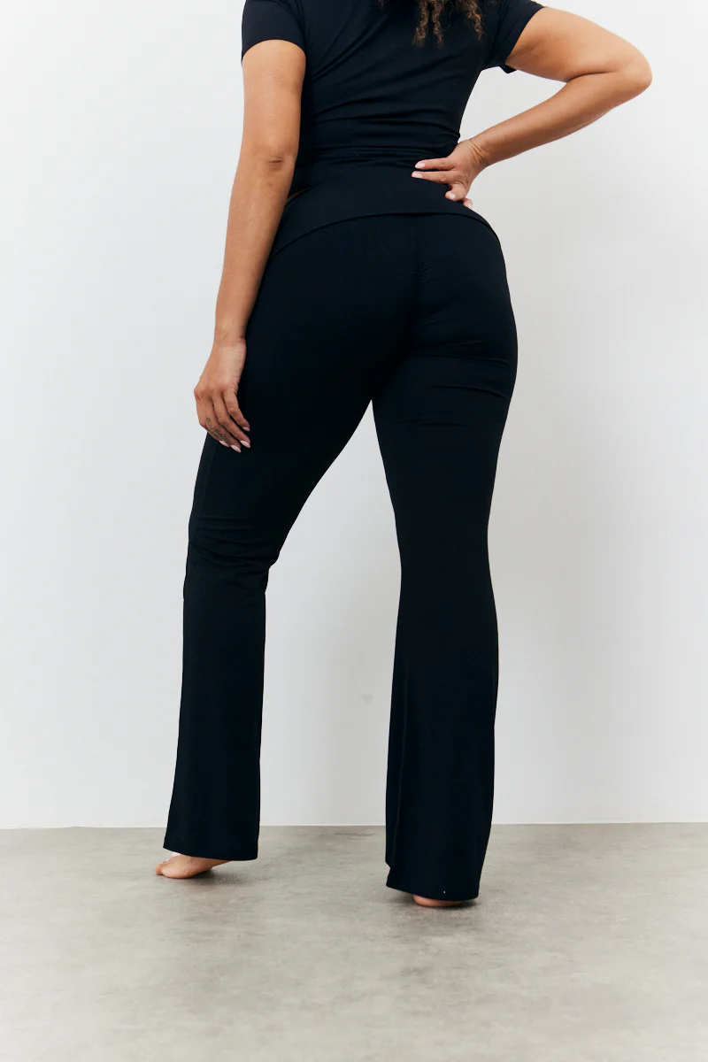 Sculpting Fold Over Waistband Flare Leg Trouser - Image 6
