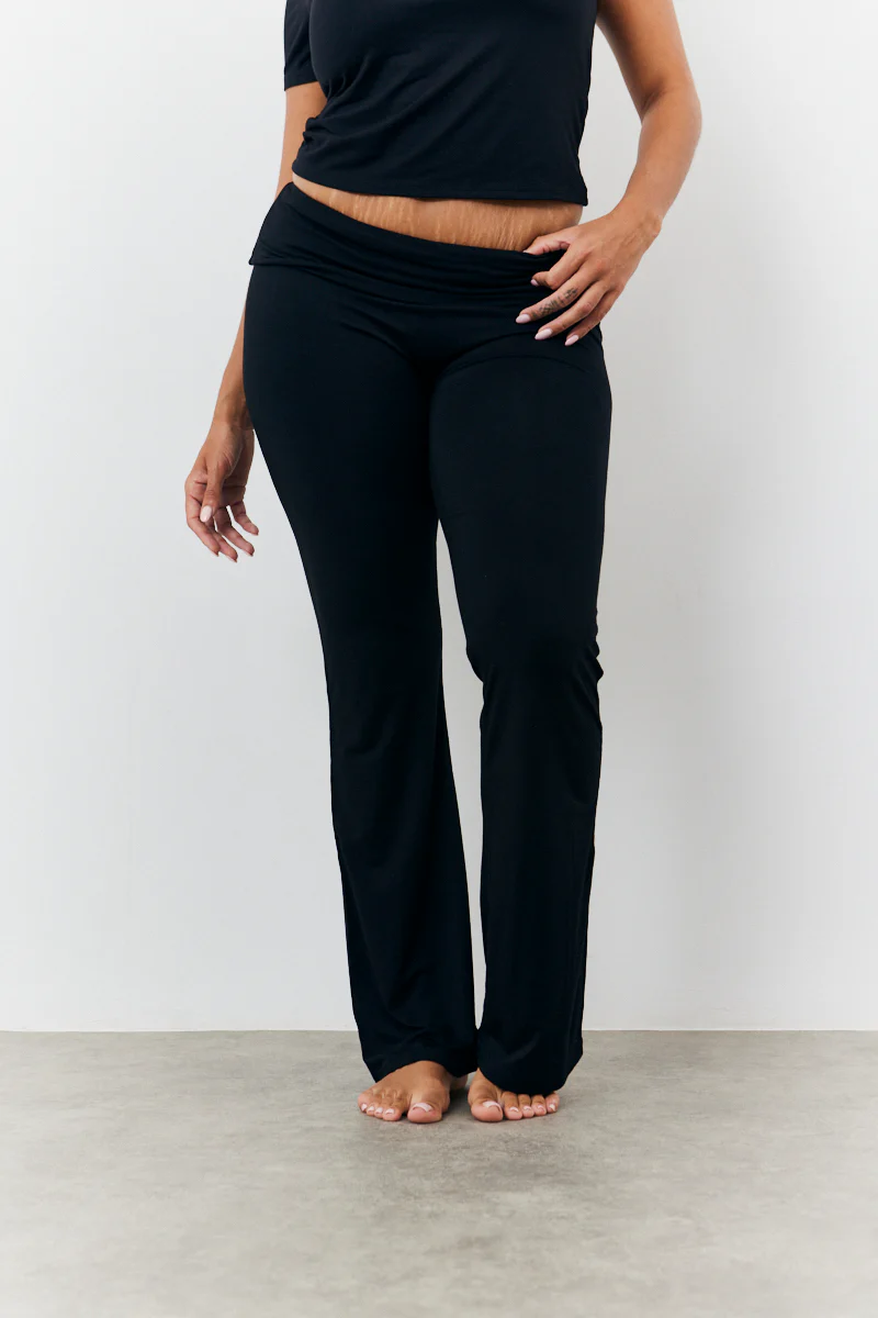 Sculpting Fold Over Waistband Flare Leg Trouser - Image 7