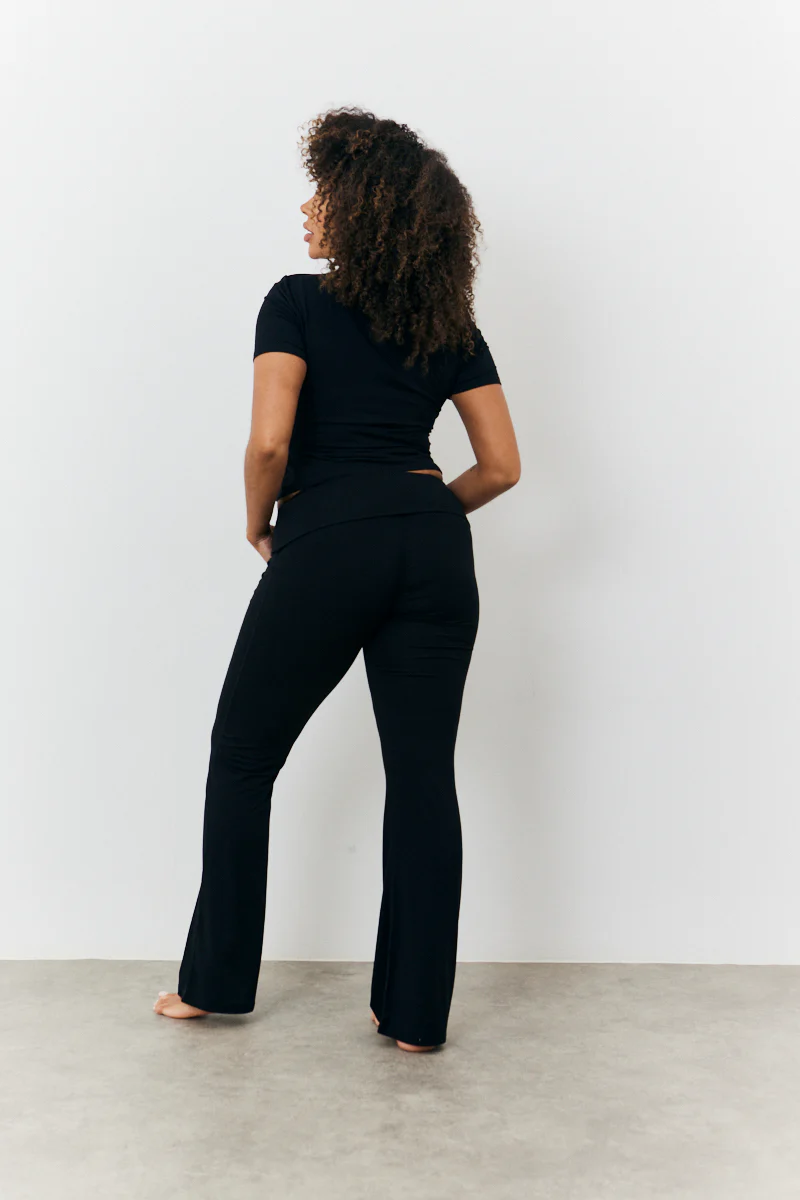 Sculpting Fold Over Waistband Flare Leg Trouser - Image 8